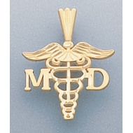 14k GOLD M D  PENDANT
