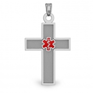 STAINLESS STEEL CROSS WITH RED ENAMEL MEDICAL EMBLEM