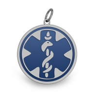 STAINLESS STEEL BLUE ENAMELED MEDICAL EMBLEM PENDANT