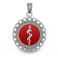 STAINLESS STEEL ENAMELED MEDICAL ID PENDANT