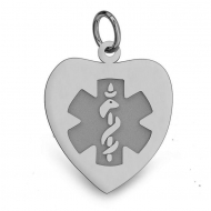 STAINLESS STEEL HEART MEDICAL ID PENDANT