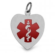 STAINLESS STEEL ENAMELED HEART MEDICAL ID PENDANT