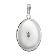 14k White Gold Oval   Diamond Picture Locket