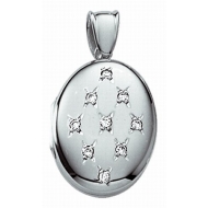 14k White Gold Premium Weight Diamond Oval Picture Locket