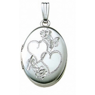 14k White Gold Hand Engraved Oval Picture Locket