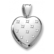 14k White Gold Premium Weight Diamond Heart Locket