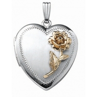 14k White Gold Two Tone Heart Locket