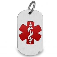 STAINLESS STEEL Medical Dog Tag W  Red Enamel