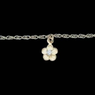 14K Yellow Gold Child Flower Bracelet W Cubic Zirconia