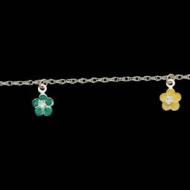  4K Yellow Gold Child s Enamel Flower Bracelet W CZ
