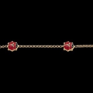 14K Yellow Gold 6 Red Enamel LadyBug Bracelet
