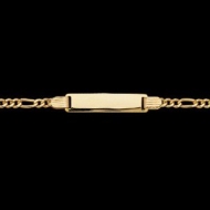 14K Yellow Gold 6 Rectangle I D Figaro Bracelet