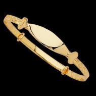 14K  Yellow Gold Adjustable ID Bracelet With Heart