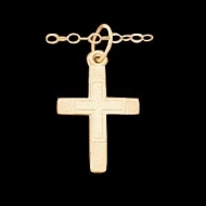 14K Yellow Gold Children s Etched Cross Pendant