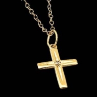 14K Yellow Gold Children s Cross W Diamond Pendant