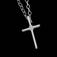 14K Yellow Gold Children s Cross Pendant W Diamond