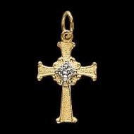 14K Yellow Gold Child s Cross Pendant W Diamond