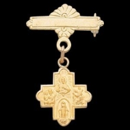 14K Yellow Gold 4 Way Cross Baptismal Pin