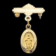 14K Yellow Gold Miraculous Baptismal Pin