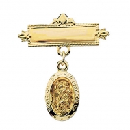 14K Yellow Gold St Crhristopher Baptismal Pin