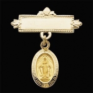 14K Yellow Gold Miraculous Baptismal Pin