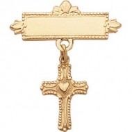 14K Yellow Gold Crucifix Baptismal Pin
