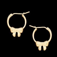 14K Yellow Gold Children s Hoop W Bow Earring