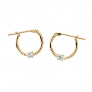 14K Yellow Gold or White Gold Children s Hoop Earring W CZ