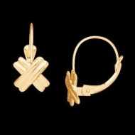 14K Yellow Gold Children s LeverBack Kiss Earring