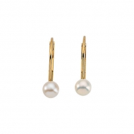 14K Yellow Gold Children s LeverBack Earring W Pearl
