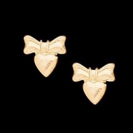 14K Yellow Gold Children s Heart W Bow Earring