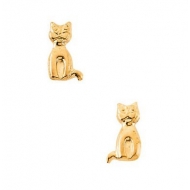 14K Yellow Gold Children s Cat Earring