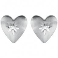 14K Yellow Gold Children s Puffed Diamond cut Heart Earrig