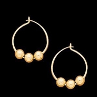 14K Yellow Gold Children s Hoop Earring W Beads 