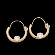 14K Yellow Gold Children s Hoop Earring W Cubic Zirconia