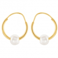 14K Yellow Gold Children s Hoop Earring W Pearl