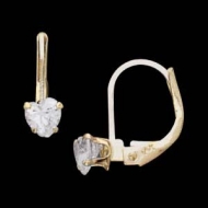 14K Yellow Gold Children s Heart Cubic Zirconia Leverback Earring