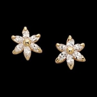 14K Yellow Gold Flower Marquise CZ Earring