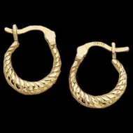 14K Yellow Gold Ribbed Click Earring