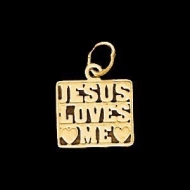 14K Yellow Gold Childen s  JESUS LOVE ME Pendant