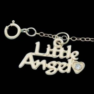 14K Yellow Gold Child Little Angel Pendant W Diamond And Chain