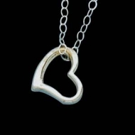 14K White Child Heart Pendant W Chain