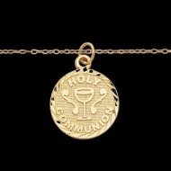 14K Yellow Gold Child Holy Communion Pendant W 15 Chain