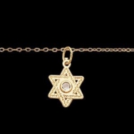 14K Yellow Gold Child Star Of David W CZ And 15 Chain