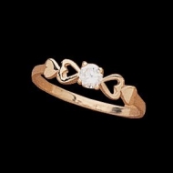 14K Yelow Gold Children s Heart W Cubic Zirconia Ring