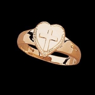 14K Yellow Gold Children s Heart W Cross Ring