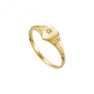 14K Yellow Gold Children s Heart W Diamond Ring