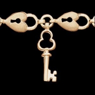 14K Yellow Gold Teen Hart And Key Bracelet