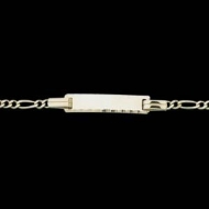 14K Yellow Gold Teen I D  Figaro Bracelet