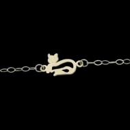 14K Yellow Gold Teen Cat Ankle